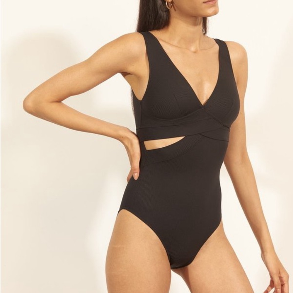 NWT New With Tags Else Lingerie Ziggy Plunge Bathing Suit Swim, Black size 1